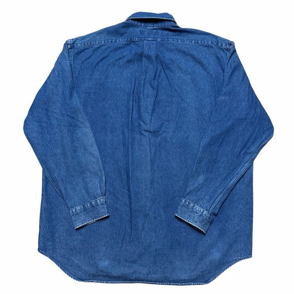 Vintage Ralph Lauren Blaire Blue Denim Button Up Long Sleeve Shirt XL Pony Logo - Picture 3 of 7